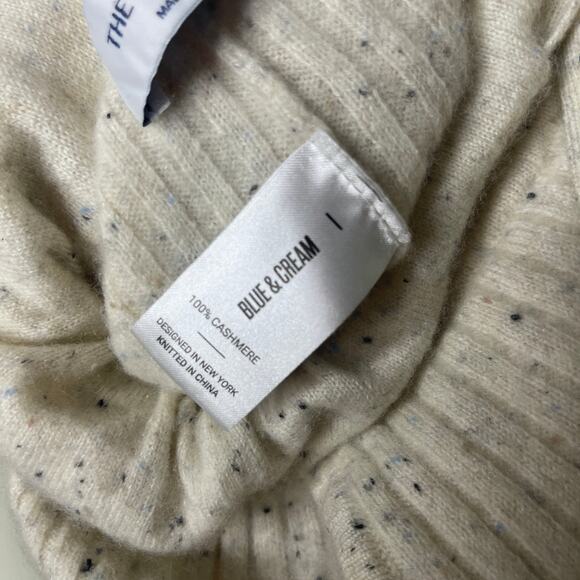 THE TILE CLUB BLUE CREAM CONFETTI SOPHIE WIDE LEG PANT ASPEN 100% cashmere XS - Picture 4 of 9